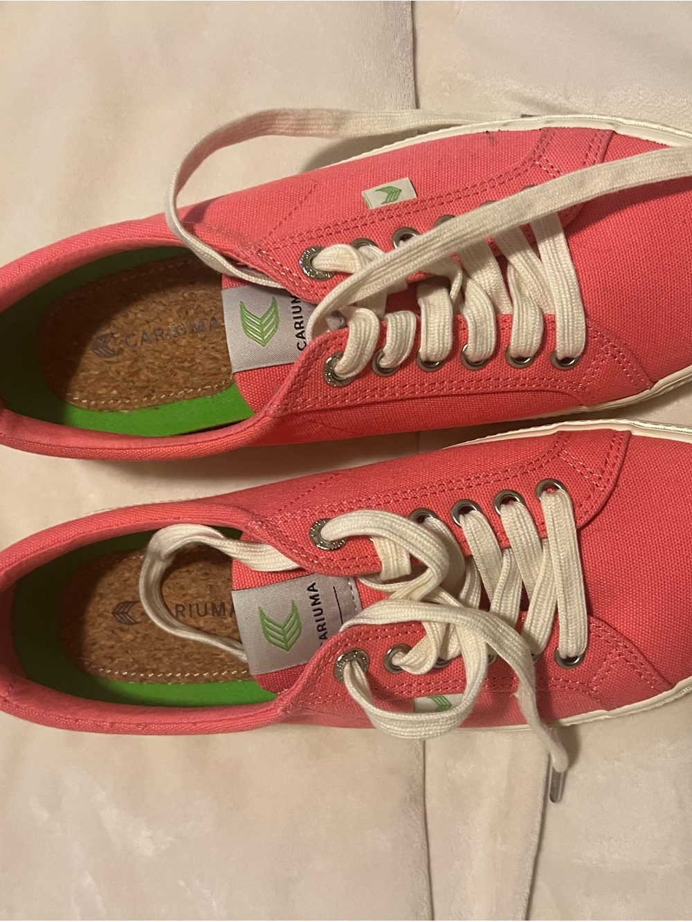 Cariuma Coral Pink Canvas Sneakers with Cream Laces